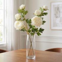 Artículo Peonias artificiales con 3 flores color blanco crema 81cm 2uds