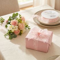 Artículo Cinta de organza, cinta floral para regalo, rosa, 25 mm, 18 m