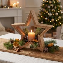 Artículo Estrella decorativa mesa de madera decoración mango madera de pie natural Ø24cm