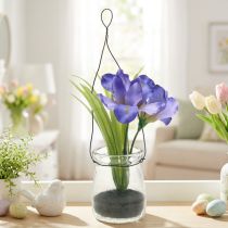 Artículo Iris lila en vidrio para colgar H21,5cm
