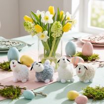 Artículo Decoración de Pascua decoración de mesa de ovejas figuras decorativas de ovejas 7,5 cm 4 piezas