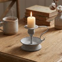 Artículo Candelero candelabro de metal mango blanco gris 12,5cm