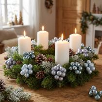 Artículo Mini adornos navideños de cristal para árbol de Navidad, bayas espejadas, tonos azules, 25 mm, 140 unidades