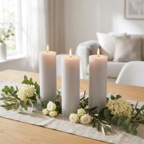 Artículo Velas cónicas, color liso, gris claro, 22×240 mm, 12 unidades