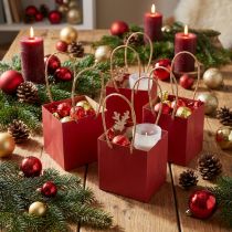 Artículo Bolsas de papel rojas con asa bolsas de regalo 10,5×10,5cm 8 piezas