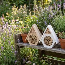 Artículo Insecto Hotel Panal Abeja Hotel Madera Blanco Natural H18.5cm 2pcs