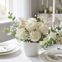 Artículo Rosas artificiales rosas de cera crema rosas decorativas cera Ø6cm 18 piezas