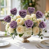 Artículo Rosas artificiales rosas de cera lila rosas decorativas cera Ø6cm 18 piezas