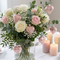 Artículo Mini corazones de cristal rosa 4cm 12uds