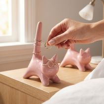Artículo Figura decorativa de gato, decoración ideal para dormitorio y baño, 14 cm, 2 piezas.