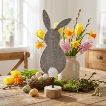 Artículo Soporte decoración de mesa decoración conejito de Pascua fieltro gris 50cm