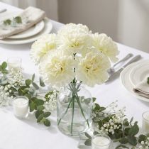Artículo Flor de clavel blanco Ø9cm 12ud