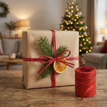 Artículo Cinta de rafia rojo burdeos cinta de regalo cinta de rafia cinta decorativa 200m