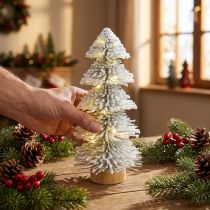 Artículo Mini árbol de Navidad iluminado LED abeto con nieve 28cm
