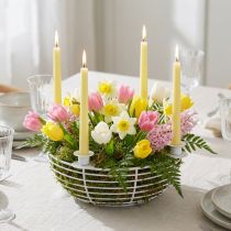 Artículo Portavelas en cuenco de metal decorativo blanco Ø14cm H7cm
