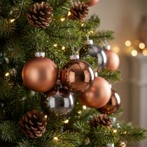 Artículo Bolas de árbol de Navidad bolas de cristal plateadas albaricoque Ø5cm 24 piezas