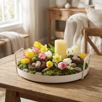 Artículo Bandeja con prácticas asas, estilo vintage, para ideas de decoración versátiles con flores y materiales naturales, 30 cm.