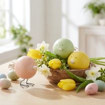 Artículo Figuras decorativas de pollitos como alegre punto de atracción para la primavera y la Pascua, 12 cm, 3 piezas