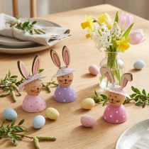Artículo Decoración de mesa de conejo de Pascua para primavera, conejitos decorativos con sombreros, 7 cm, 9 piezas