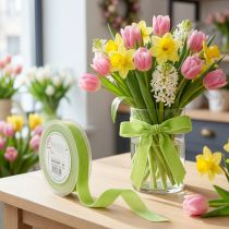 Artículo Cinta de terciopelo Cinta decorativa Verde claro 20mm 10m