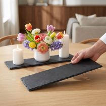 Artículo Pizarra larga, bandeja decorativa piedra natural 40×13cm 2ud