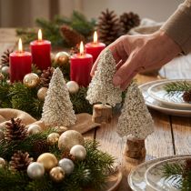 Artículo Mini árbol de Navidad decoración de mesa champán blanco H8cm 12 piezas