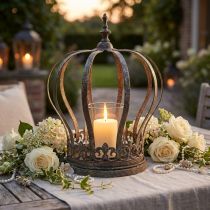 Artículo Corona como farol, decoración de velas, corona de metal aspecto antiguo Al 28cm Ø21cm