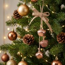 Artículo Campanas de Navidad Decoraciones para árboles de Navidad cobre rosa Ø3,5cm 3ud