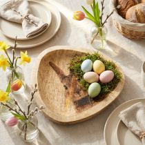 Artículo Plato de Pascua forma de huevo con conejo Madera 26cm