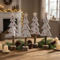 Artículo Decoración para árbol de Navidad fieltro estrella corazón beige rojo Al. 21 cm 4 piezas