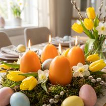 Artículo Vela en forma de huevo para decoración de Pascua, ambiente de Pascua perfecto en la casa, 9cm, 20h, 6 piezas