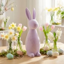 Artículo Decoración de conejo de Pascua de pie (2.ª opción), lila flocado, 47 cm de alto.