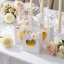 Artículo Bolsas de regalo con asas papel oro blanco 8,5×8,5×8cm 12uds