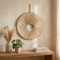 Artículo Anillo de madera para decoración de pared bohemia de cáñamo natural, Ø40 cm