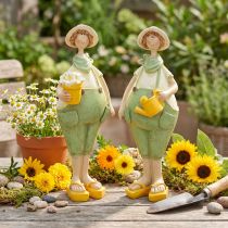 Artículo Figuritas decorativas de jardineros, decoración de mesa, verano, verde/amarillo, 16,5 x 5,5 cm, 2 piezas