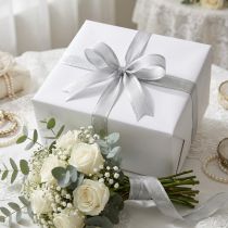 Artículo Cinta regalo plata efecto anillo 15mm 25m