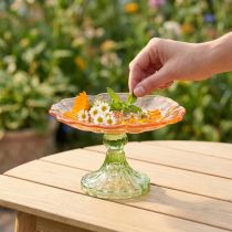Artículo Plato decorativo de cristal con base, diseño floral para una elegante decoración de mesa y decoración veraniega, 15 cm.