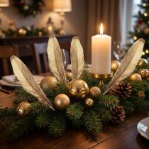 Artículo Plumas decorativas plumas decorativas navideñas doradas 15-20cm 12 piezas