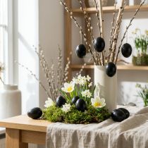Artículo Huevos de ganso negros soplados, decoración de Pascua, 10 piezas