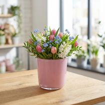 Artículo Jardinera de cristal Ø7,8 H8cm rosa viejo