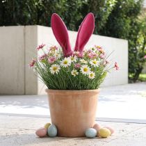 Artículo Orejas decorativas de conejito rosa para Pascua bastón flocado Al. 56 cm