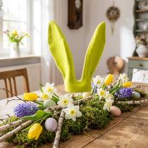 Artículo Orejas de conejo decoración amarillo verde pistacho Pascua en palo 56cm