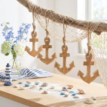 Artículo Ancla de madera Decoración marinera para colgar 7×10cm 6pzs