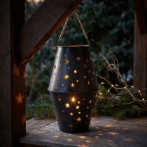 Artículo Farol colgante de metal antracita con estrellas - Ø18,5 cm, altura 50 cm - Elegante iluminación interior y exterior