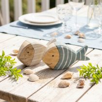 Artículo Decoración de mesa de pescado de madera soporte de pescado madera 15×8cm 2 piezas