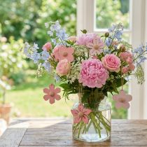 Artículo Flores de madera decoración colgante madera decoración de verano rosa 4,5 cm 24 piezas