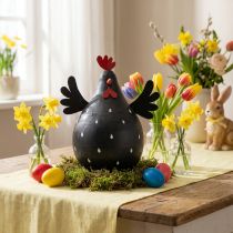 Artículo Pollo decorativo decoración de madera negra gallina decoración de Pascua madera Al.13cm