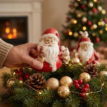 Artículo Figuras navideñas Papá Noel con animales 10x7x9cm 2ud
