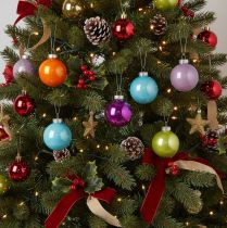Artículo Juego de adornos para árbol de Navidad, adornos navideños brillantes y coloridos, 60 mm, 24 piezas