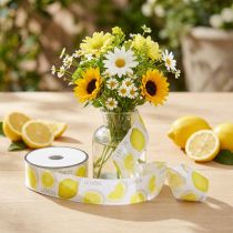 Artículo Cinta cinta decorativa limón cinta de tela de verano amarillo 40mm 15m